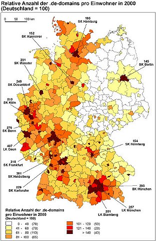 Deutsche Domain-Statistik als Internet-Landkarte | heise online