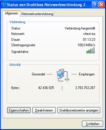 Screenshot WLAN-Test