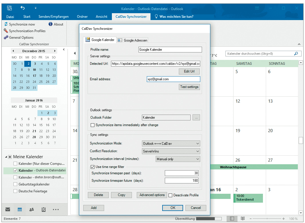 Outlook Kalender übertragen Android 