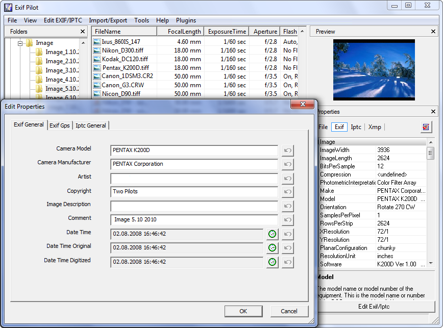 download the new version Exif Pilot 6.21