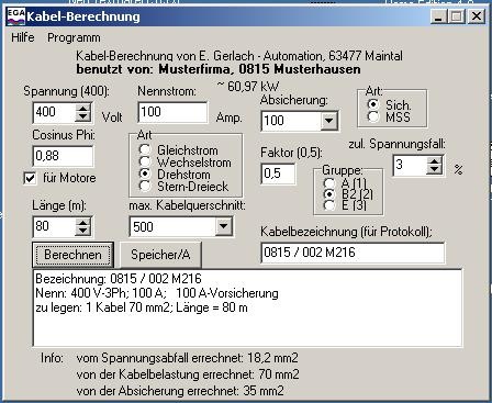 Kabel-Berechnung - Gratis-Download von heise.de