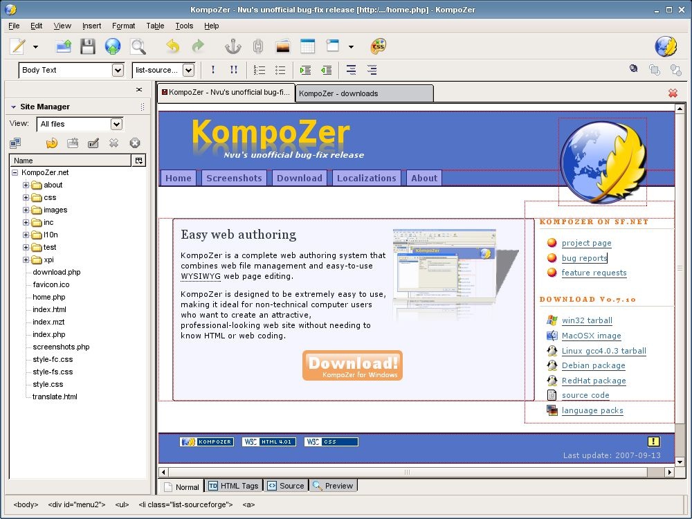 web editor kompozer