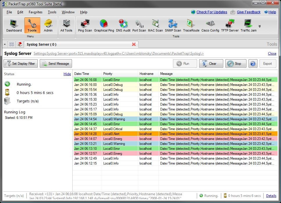 Visual syslog server for windows настройка