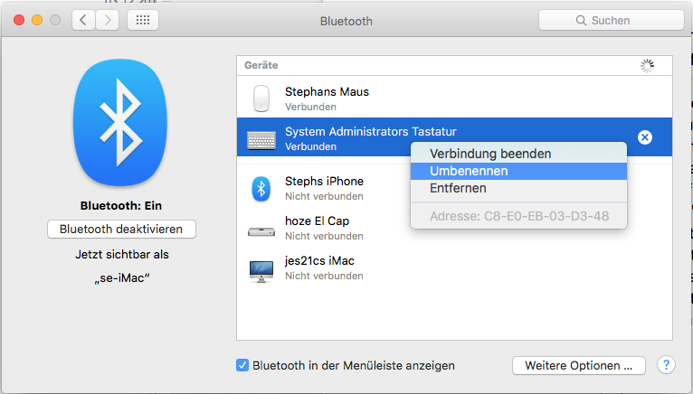 Bluetooth-Geräte am Mac umbenennen und entfernen | heise online