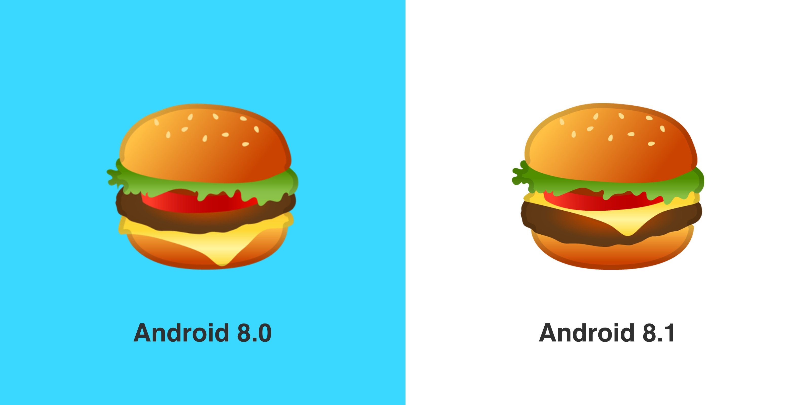 Burger-Emoji: Bei Android 8.1 liegt der Käse auf der ...