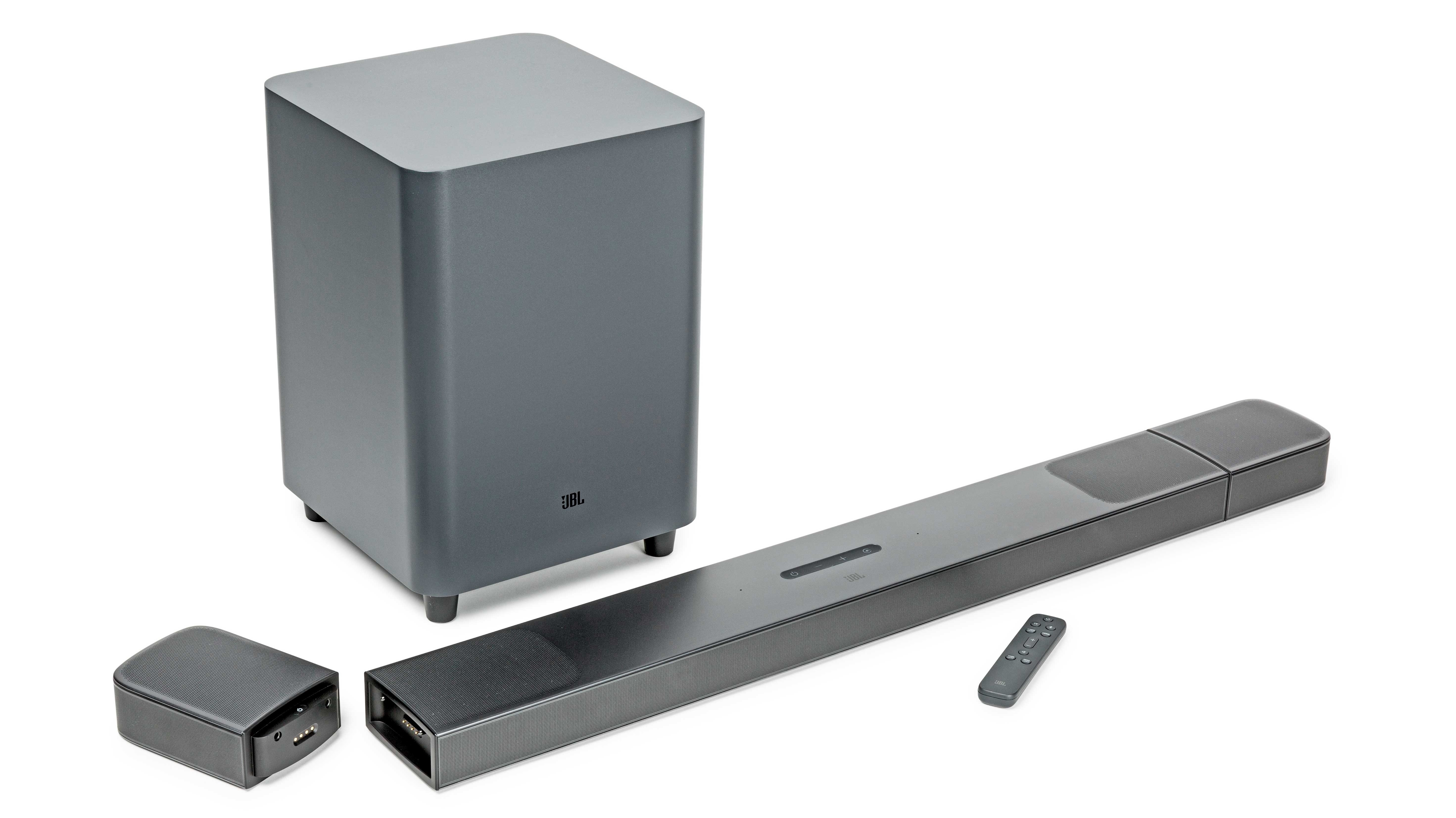 JBL Bar 9.1: Raumklang-Soundbar mit akkubetriebenen Surroundlautsprechern |  heise online