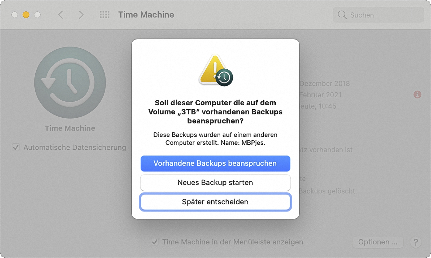 Tipp: Time-Machine-Backup an neuem Mac weiterverwenden | heise online