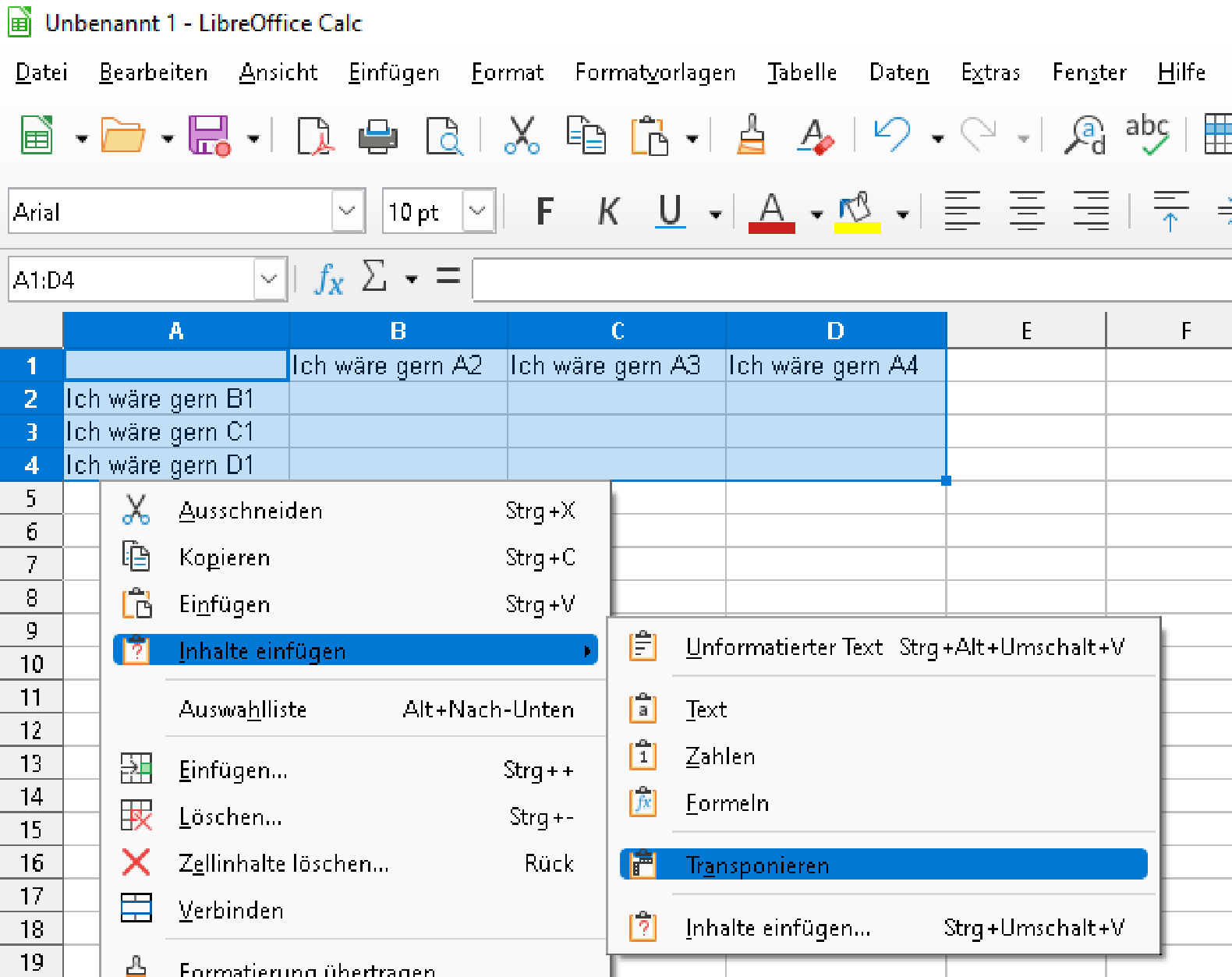 LibreOffice Calc: Zeilen und Spalten tauschen | heise online
